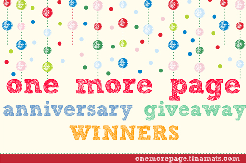 One More Page Anniversary Giveaway Winners